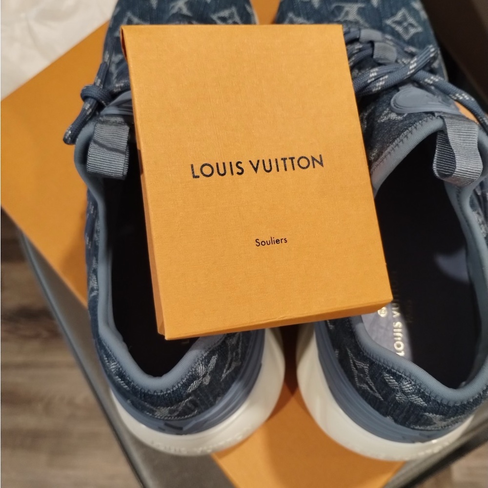 Authentic Preloved  Men size 10 LOUIS VUITTON KNIT SNEAKERS in Blue denim w/ box - Picture 8 of 8